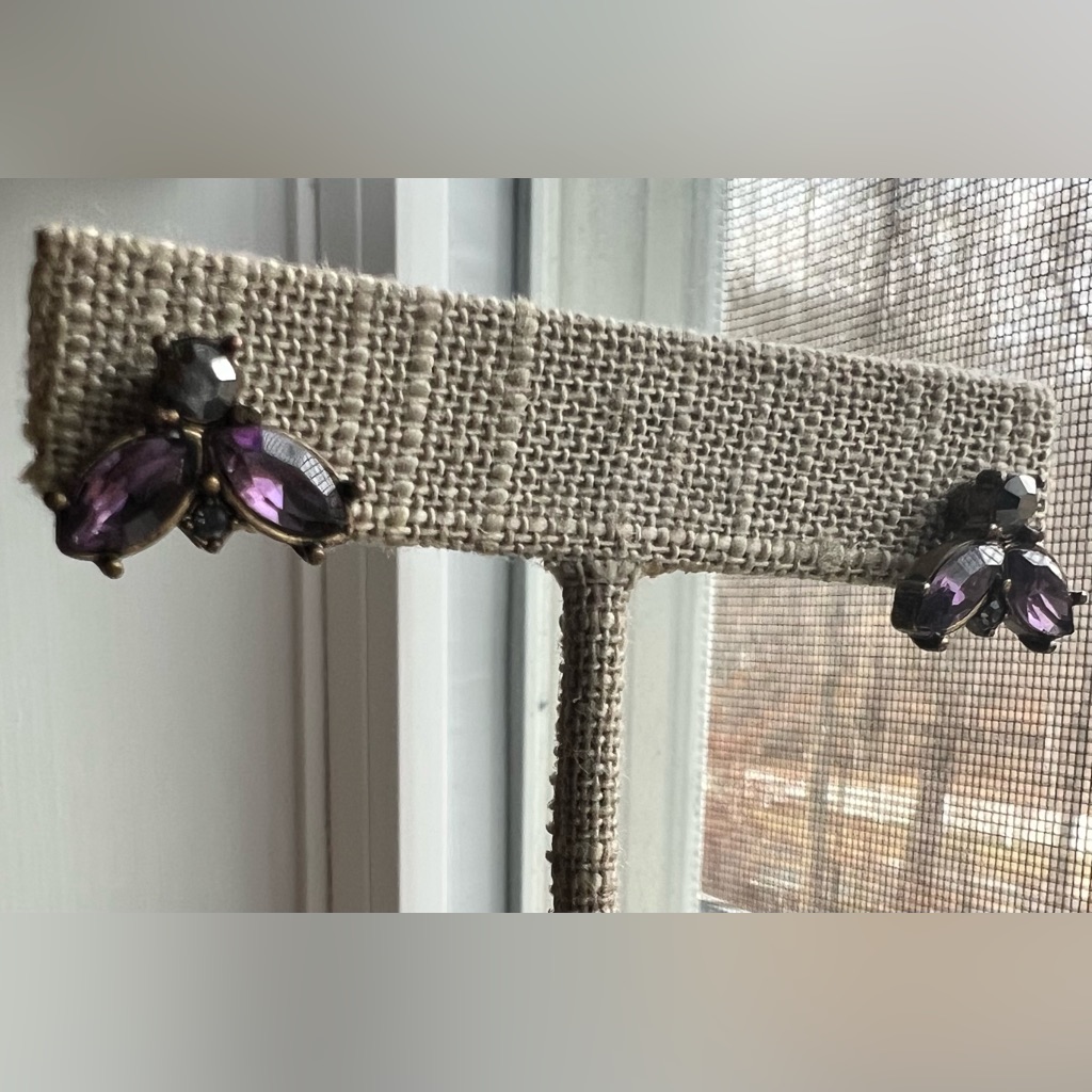 Purple Crystal Accent Earrings 12$